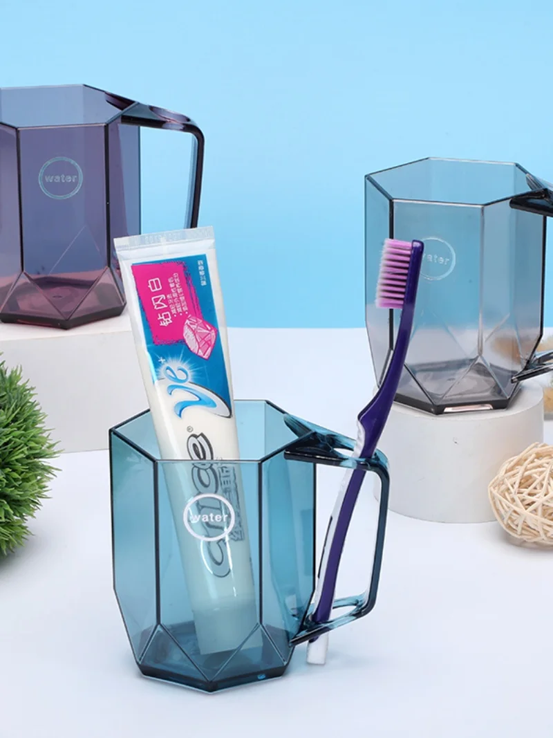 

Creative Transparent Plastic Toothbrush Cup Couple Home Use Washing Mouth Cup Dental Care Tool Pure Color Bathroom Accessories