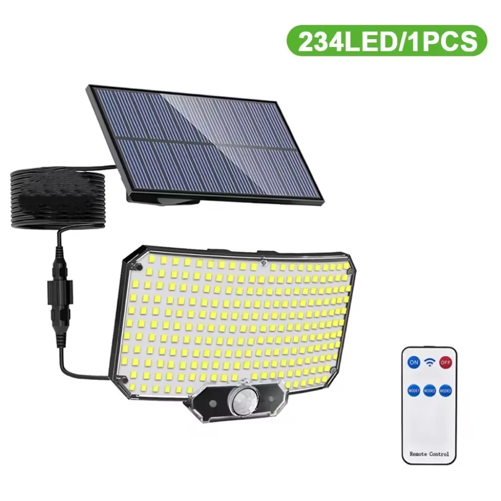Lampes solaires 234LED lumières de sécurité solaires capteur de mouvement de jardin extérieur 3 Modes étanche Split solaire lumières murales d'inondation Garage