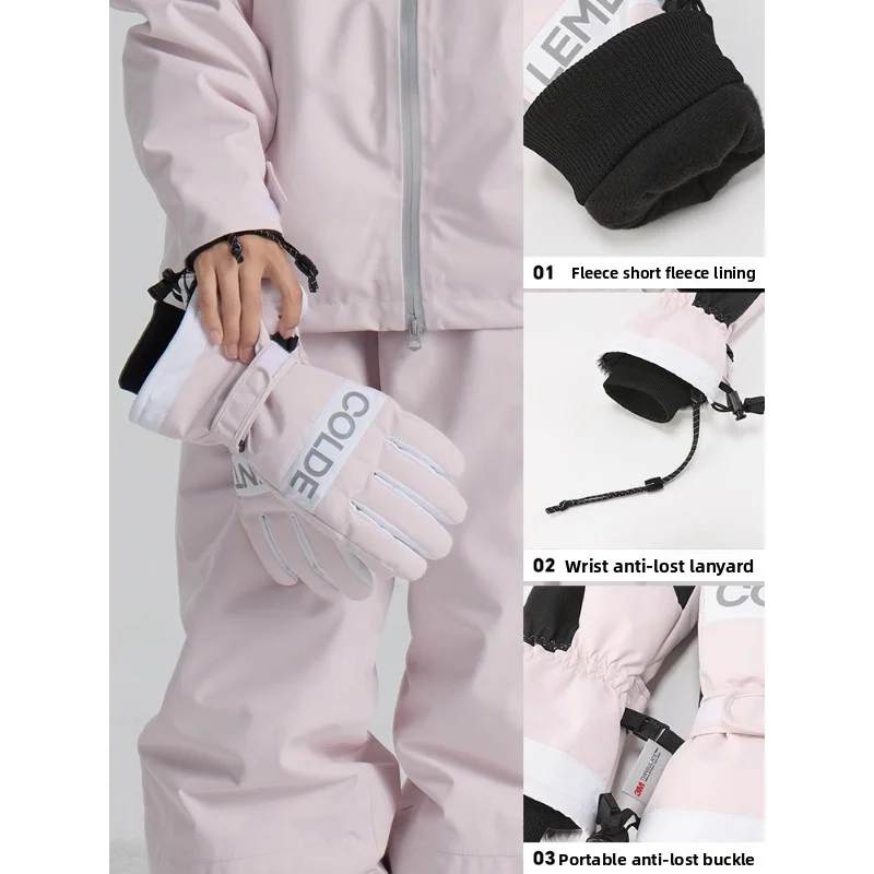 Coldelement Теплые лыжные перчатки, перчатки для сноуборда, зимние перчатки для катания на снегоходе, ветрозащитные и водонепроницаемые, без разбрызгивания