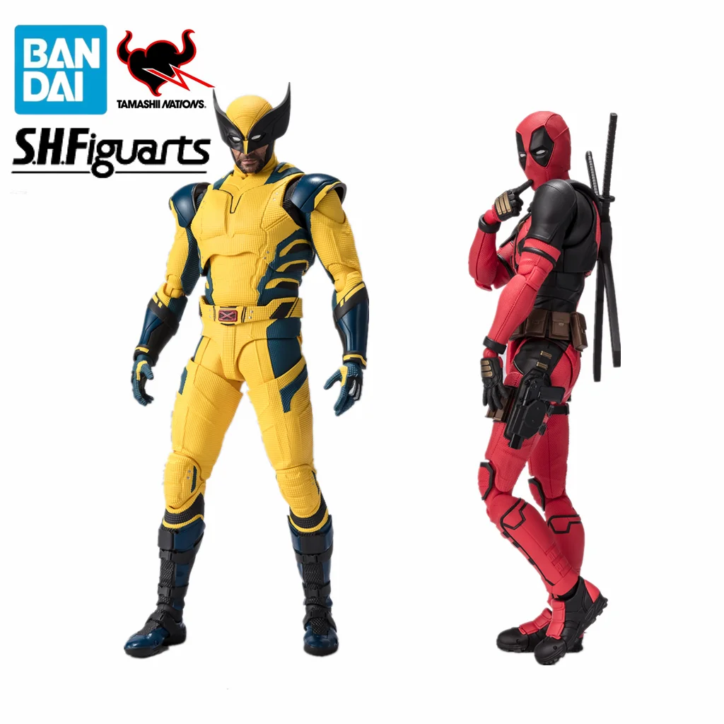 Original BANDAI S.H.Figuarts Deadpool Wolverine Anime Figure Toys PVC Model Collection Action Figurine Doll Gift