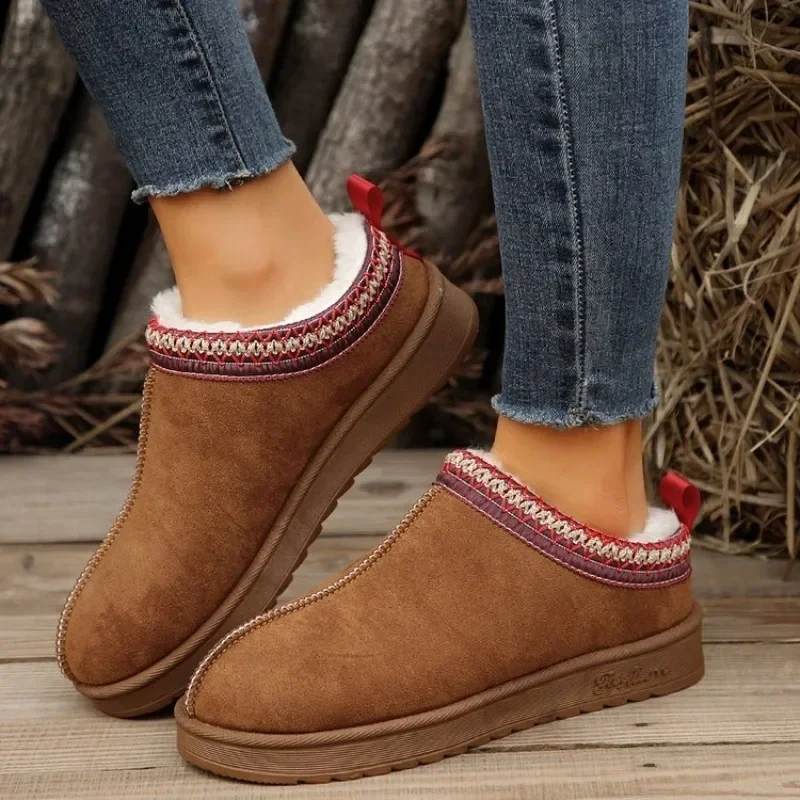 Chelsea Ankle Snow Boots Women Winter 2025 New Brand Fur Short Plush Warm Flats Slippers Platform Shoes Flip Flops Botas
