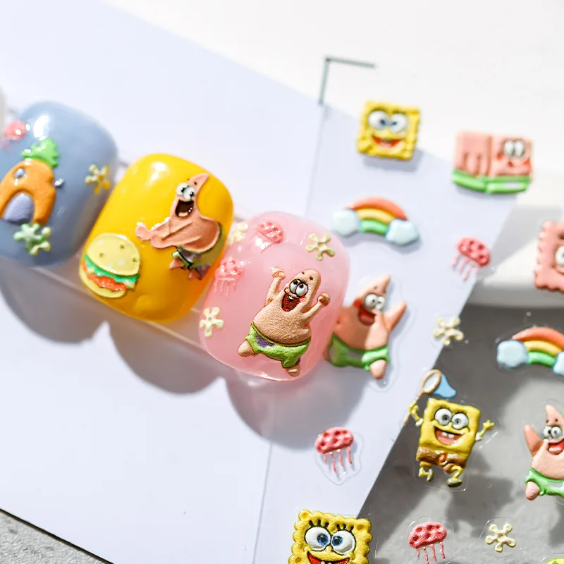 SpongeBob SquarePants New Craft 5D Thin and Tough Nail Stickers Pro Cartoon Soft Adhesive Back Adhesive Nail Stickers DP Series