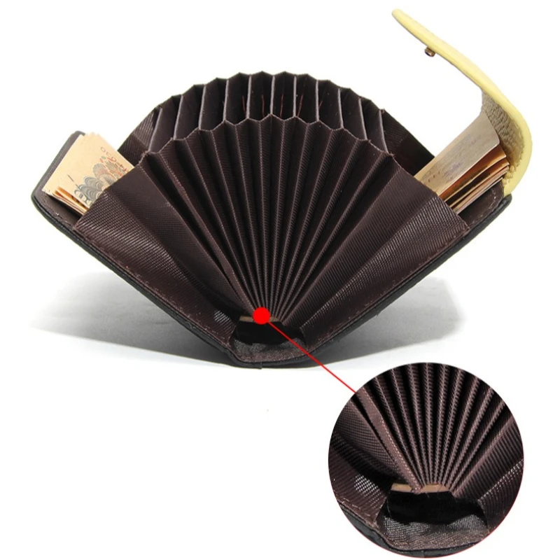 

Genuine Leather Credit Card Holder For Women and Men Slim Minimalist Small Accordion Snap closure Name card Front Pocket Wallet