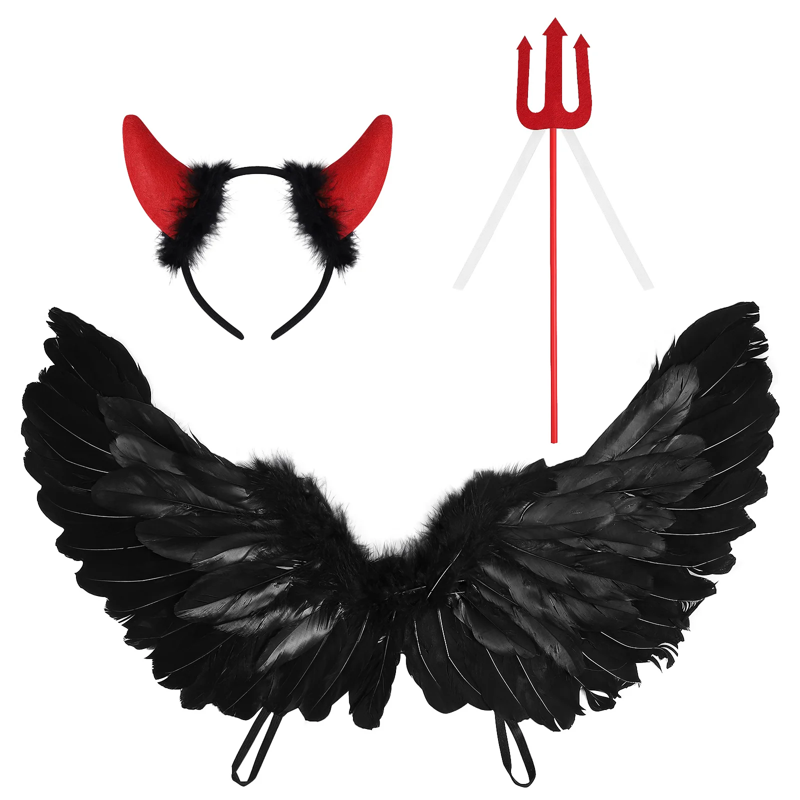 

Devil Wing Decoration Set Handmade Halloween Costume Kit For Kids Party Dress Up Cosplay Accessory Horn Headwear Fork