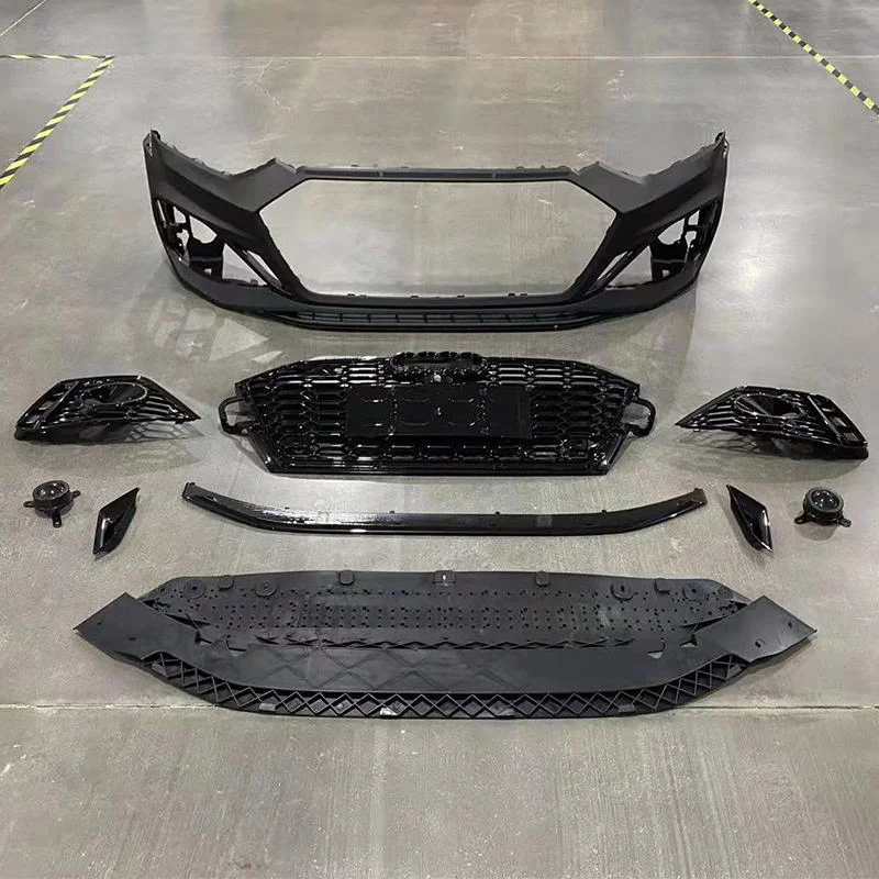 

For A4 B9 2016-2023 RS Style Front Bumper Rear Diffuser Side Skirts Spoiler Lip High Gloss ABS Plastic Body Kit Upgrade