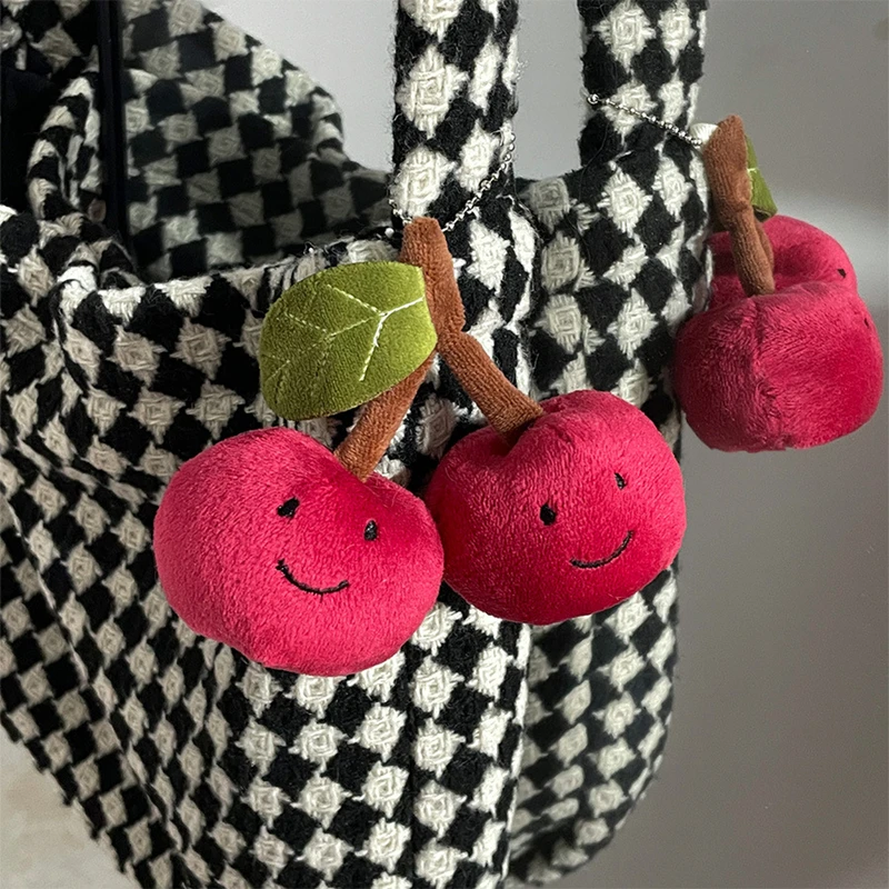Cute Fruit Plush Pendant Cherry Doll Keychain Small Accessory for Schoolbags Simulated Cherry Design New Arrival
