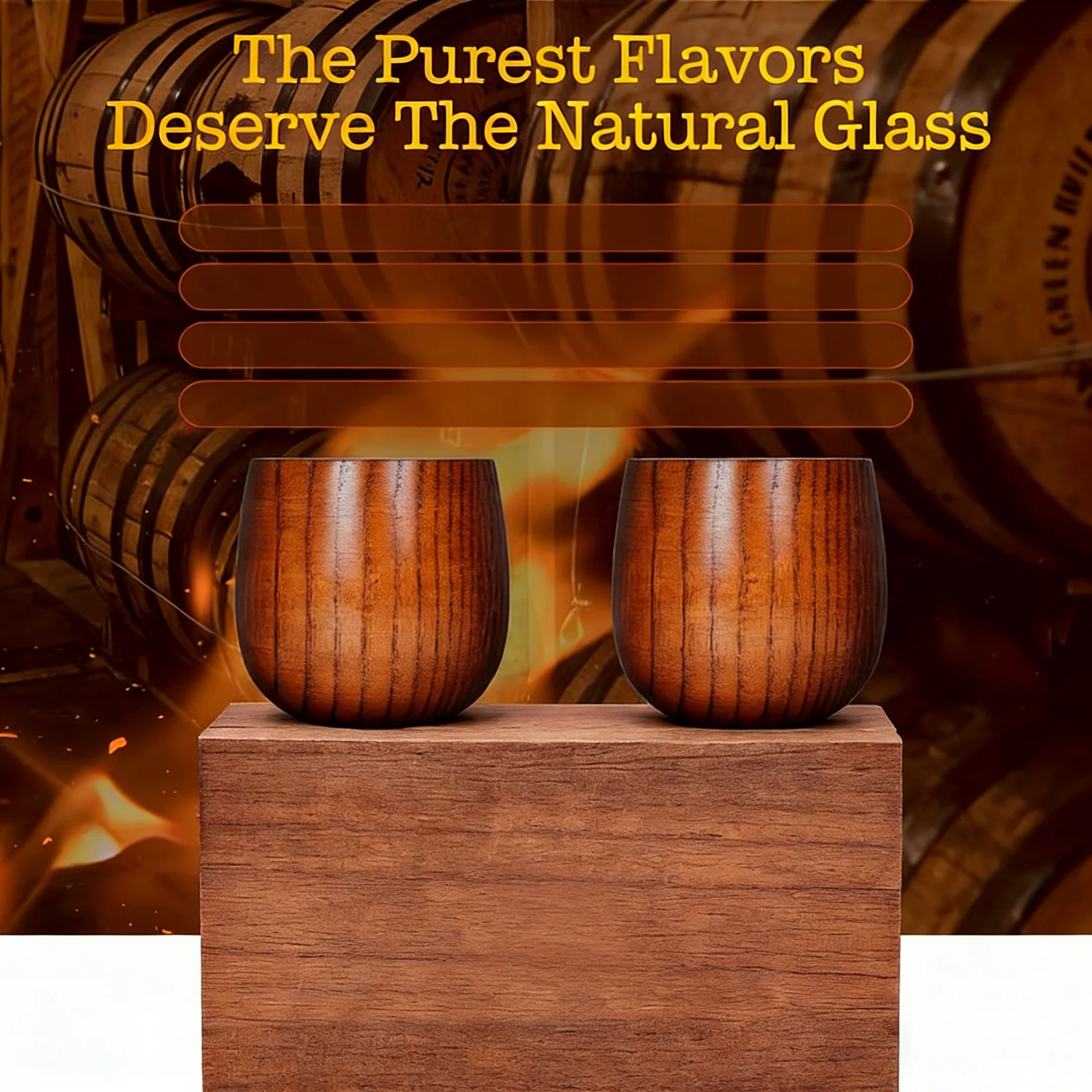 2 Vasos de Bourbon de Roble Quemado Clásicos, Vasos de Whisky Hechos a Mano, Excelente Regalo para Papá, Novio, Navidad