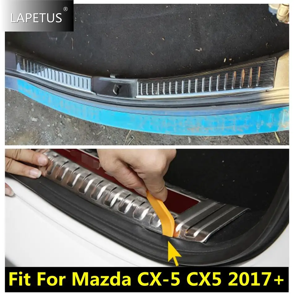 

Rear Boot Trunk Bumper Sill Plate Protector Pad Skid Plate Guard Cover Trim For Mazda CX-5 CX5 2017 - 2023 Steel Car Accessories