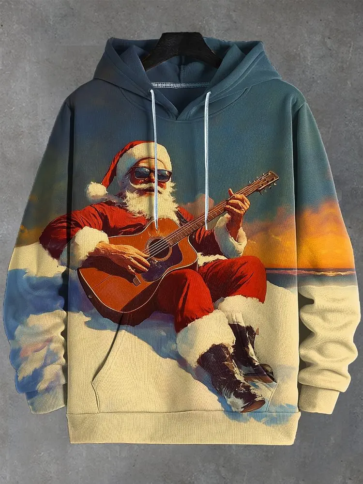 Christmas Hoodies Santa Claus Music Drumming Art 3D Print Sweatshirts Men/Women Adult Tracksuit Boy Coat Xmas Kid Hoody Pullover