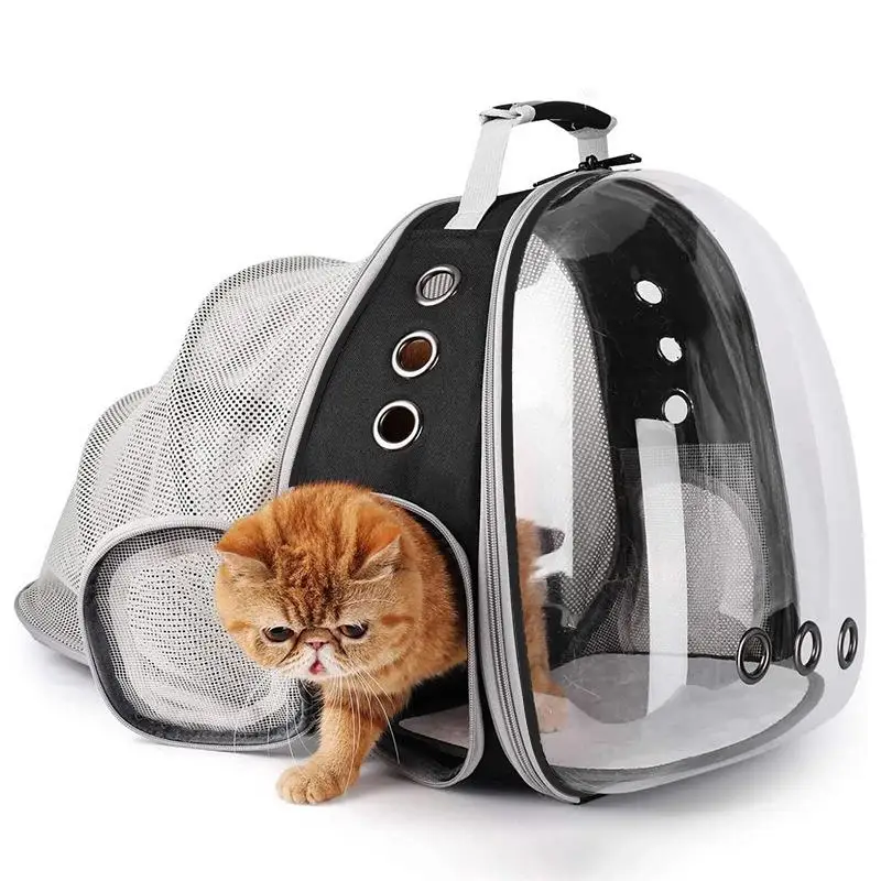 

Front Expandable Cat Backpack Carrier Pet Vet Visit Clear Bubble Space Capsule Astronaut Travel Hiking Bag for Kitten Small Dog