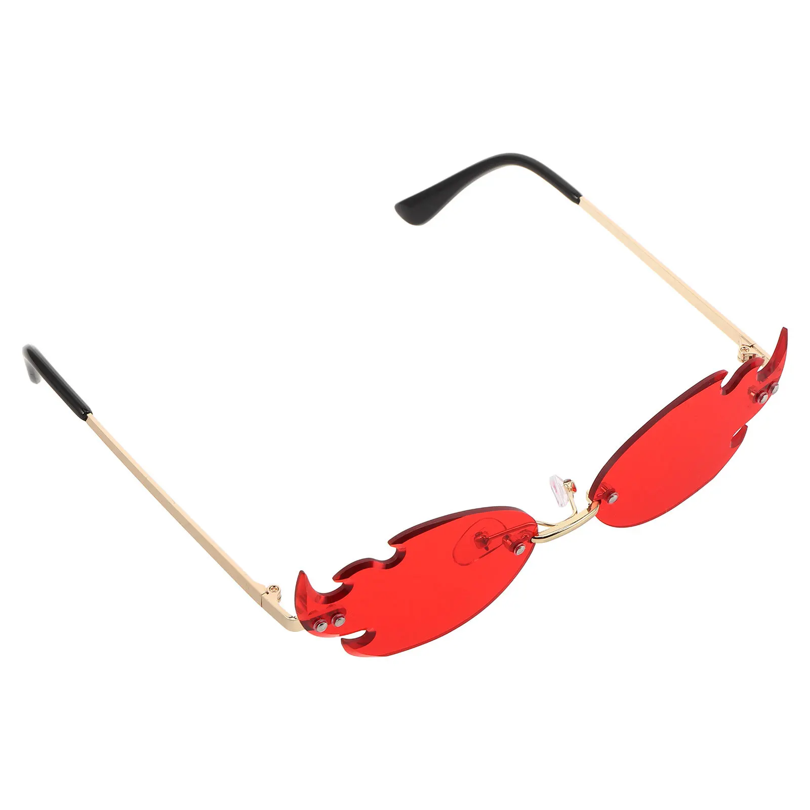 

1Pair Flame Funky Glasses Rimless Fire Frame Halloween Party Costume Photoshoot Accessories Fire Glasses