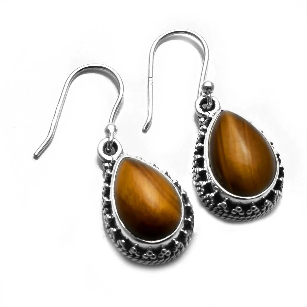 

Genuine Tiger Eye 925 Sterling Silver Earrings, 30 mm, AE2679