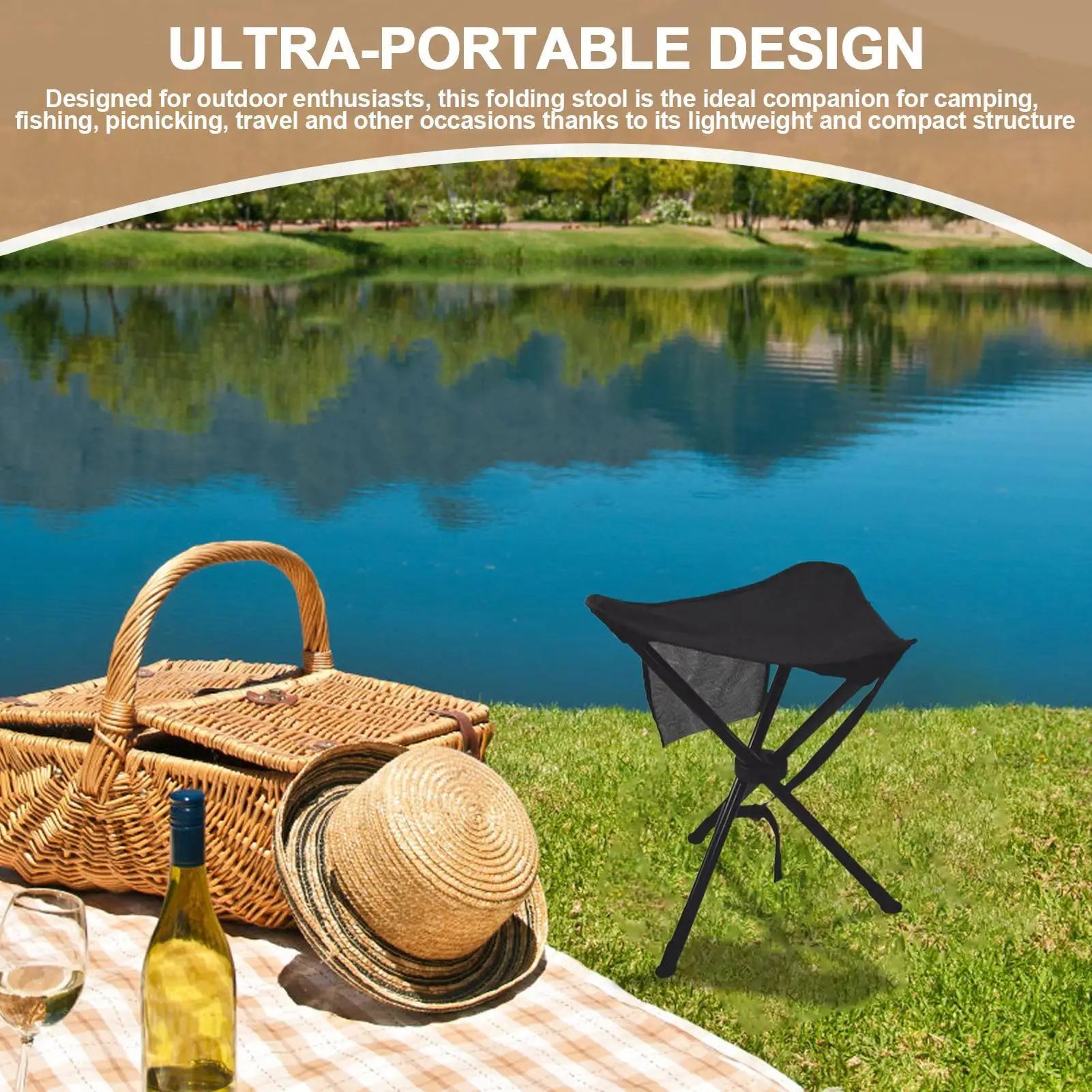 كرسي ترايبود 100 كجم أقصى وزن ترايبود نزهة كرسي المحمولة في الهواء الطلق البراز للبالغين التخييم السفر التنزه الصيد الظهر