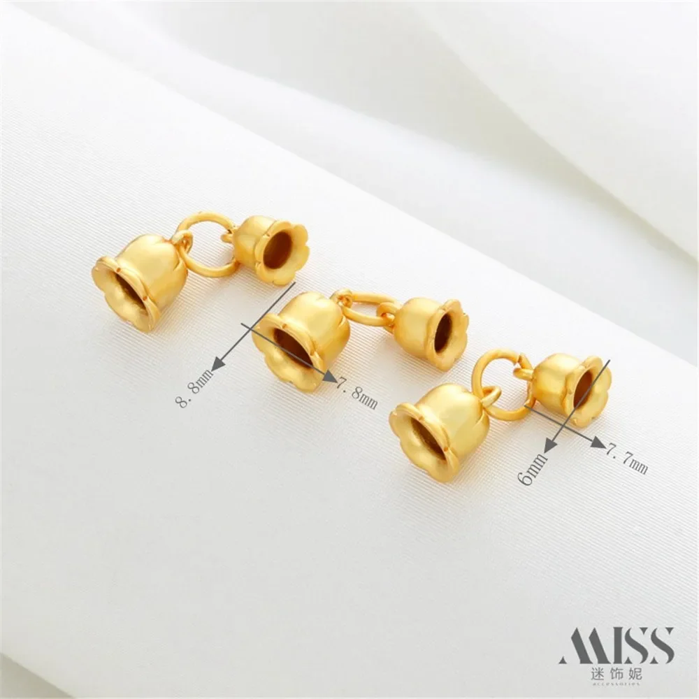 18K Gold Color Ancient Dumb Gold Silver Lily of The Valley Pendant DIY Braided Rope Pendant Bracelet Necklace Jewelry Accessorie
