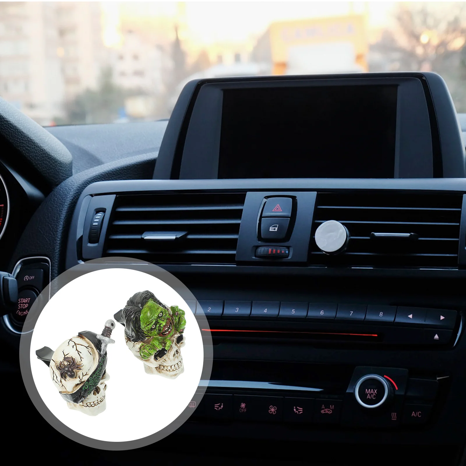 

2Pcs Skull Car Aromatherapy Diffuser Clip Elegant Scented Decoration for Travel Freshness Skull Car Vent Aroma Diffuser