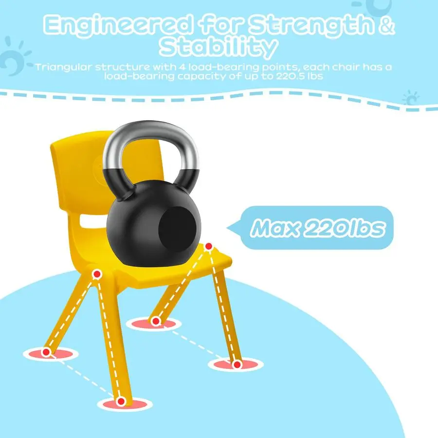 Stackable School Chairs with 11inch Seat Height, Colorful School Stackable Chairs Stacking Plastic Classrooms Chairs for Prescho