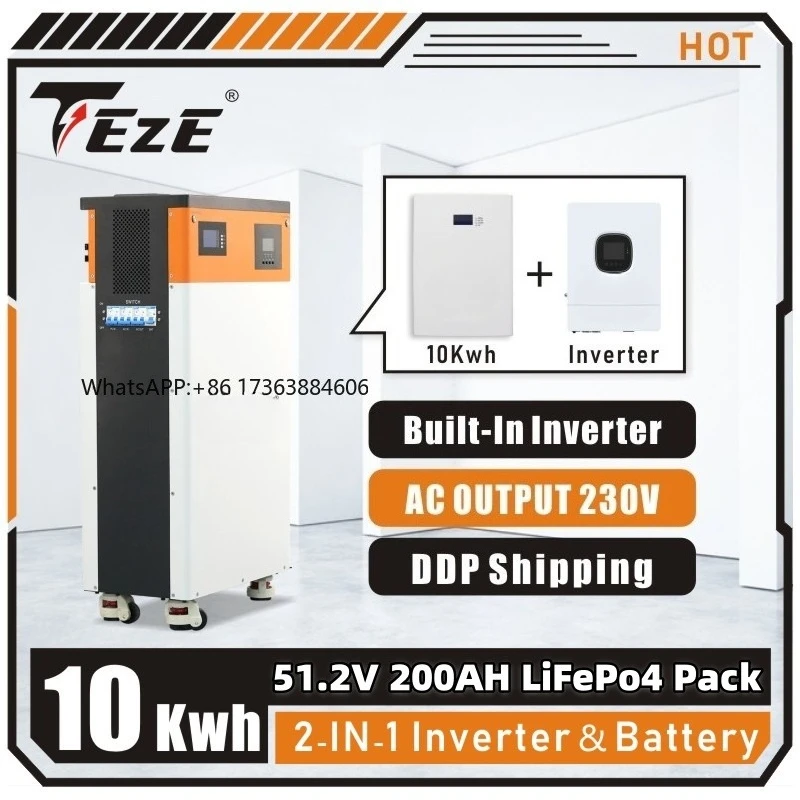 

Универсальная аккумуляторная батарея Powerwall LifePo4 51.2В 10кВтч 200Ач 51В со встроенным инвертором для домашнего хранения энергии, перезаряжаемые элементы