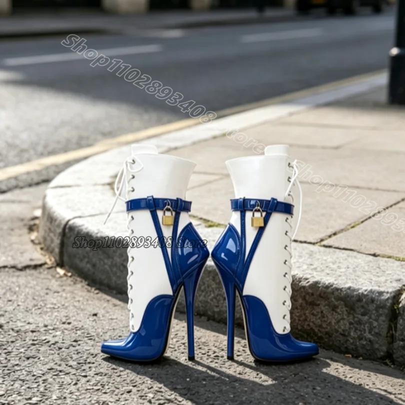 Zweifarbige Kurze Stiefel mit Spitzer Zehenpartie, Neue Mode, Seitenreißverschluss, Britischer Stil, Damen-Ballett-Stilettos, Zapatos Para Mujere