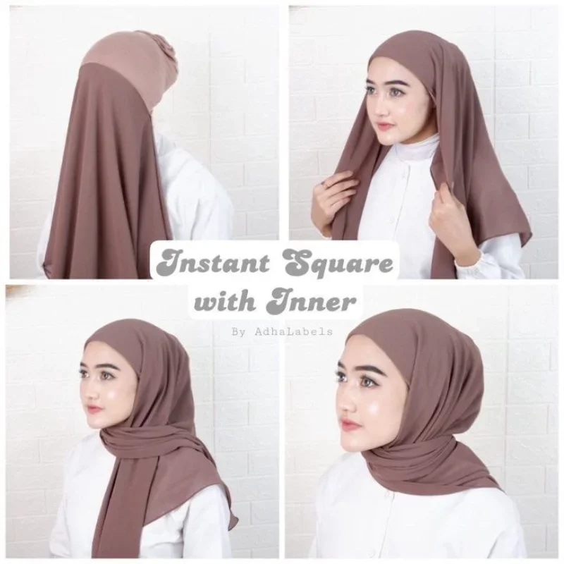 Nieuwe Instant Hijab Chiffon Hijab Met Pet Bonnet Chiffon Tulband Pinles Sjaal Hoofddoek Onder Sjaal Caps Cover Hoofddoek Hoofddoek