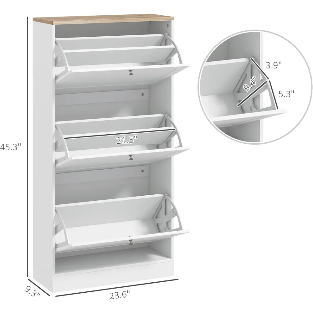 خزانة تخزين الأحذية الحديثة للمدخل مع 3 أدراج، أرفف قابلة للتعديل لـ 18 زوجًا #3