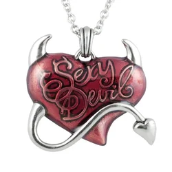 Retro Gothic Red Heart Pendant Necklace Men Women Chain Necklace Punk Necklace Charm Pendant Jewelry Gift