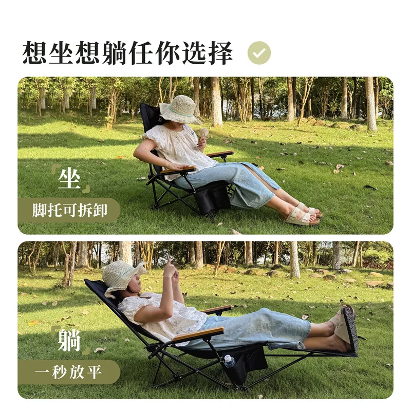 Outdoor Folding Lounge Chair Sitting Office Folding Lunch Break Lounge Chair Lightweight Lazy Camping Chair with Pillow