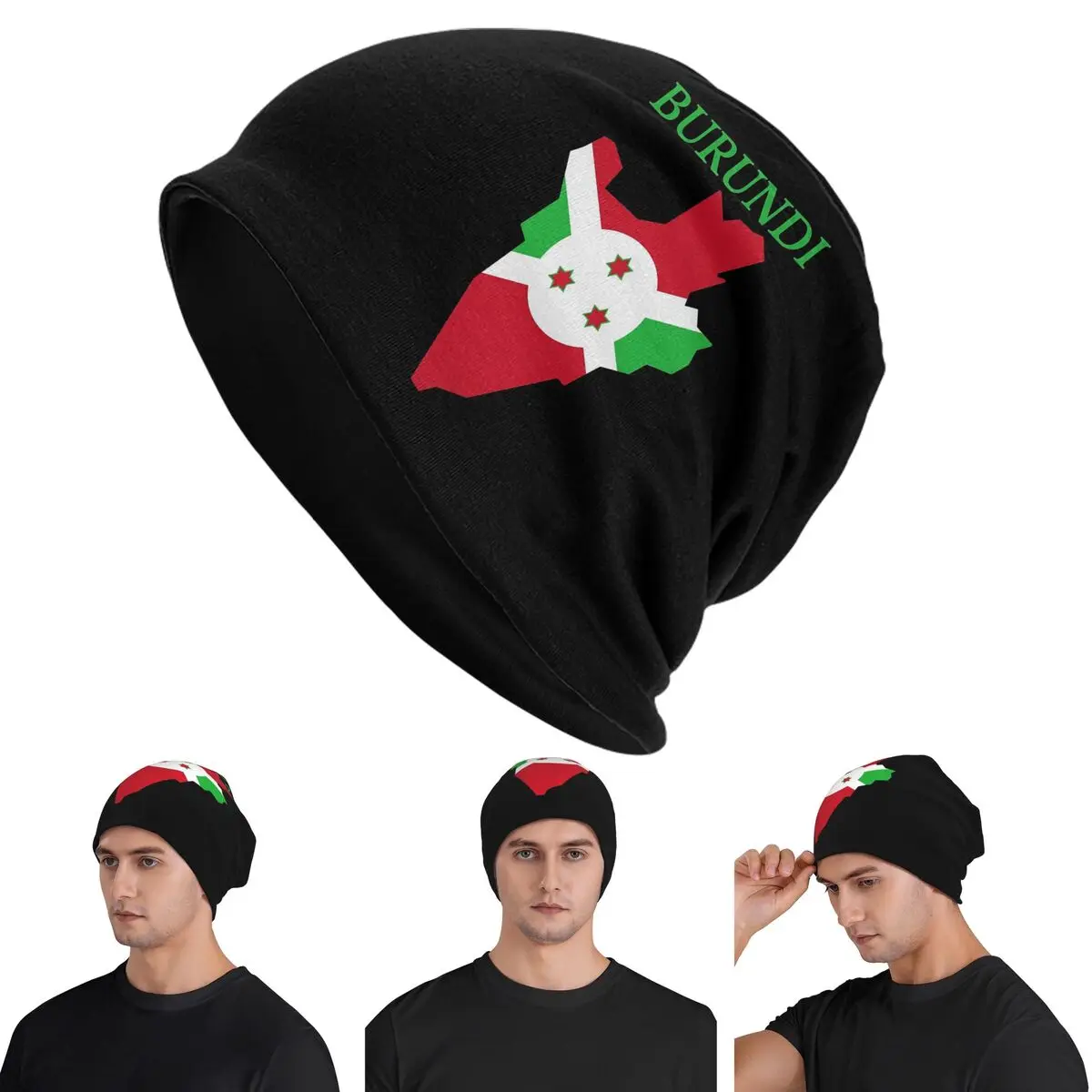 

Шапки-бини с флагом Бурунди и картой Skullies, теплая осенне-зимняя уличная шапка, вязаные шапки с капюшоном для взрослых унисекс