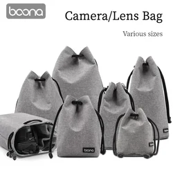 BOONA Camera Bag Backpack Lens Bag Drawstring Pouch Fleece Waterproof Camera bag Protect for DSLR Nikon Canon Sony Pentax