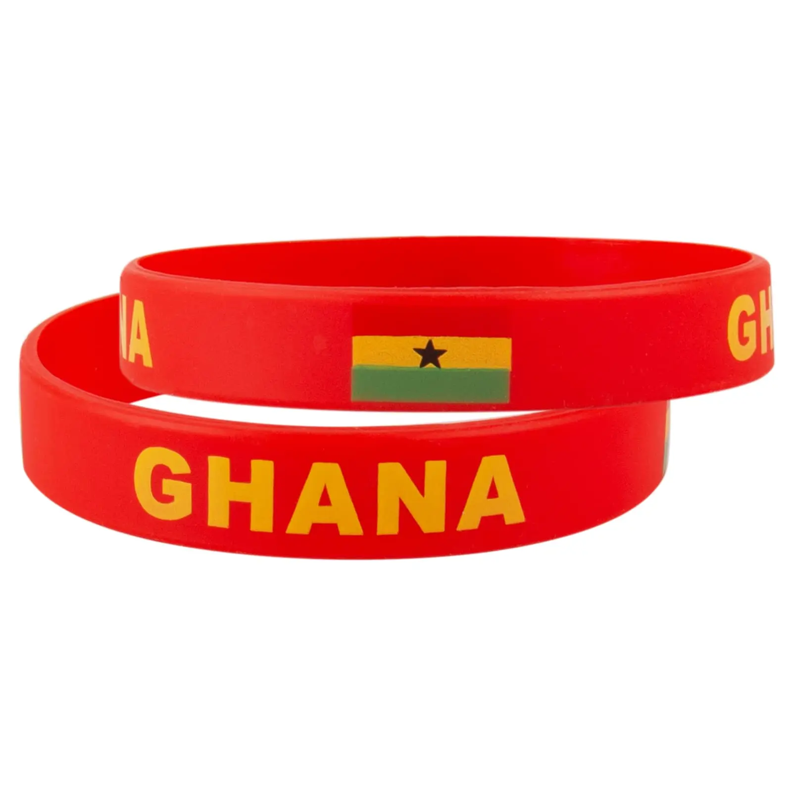 Pulsera de silicona con bandera de Ghana para hombre y mujer, brazalete de juego deportivo con banderas nacionales, correa de muñeca, banda de goma, accesorios de moda, 2 piezas