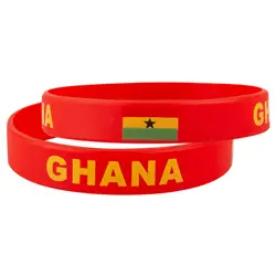 2pcs Ghana Flag Silicone Bracelet Sport Game Wristbands National Flags Wrist Strap for Men Women Rubber Band Fashion Accessories