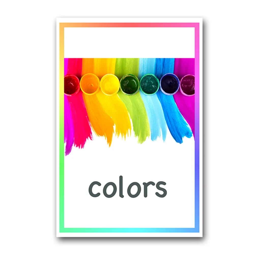 English Words Flash Cards Colorful Waterproof Learning For Kids Memory Matching Game Early Educational Letter Cognitive