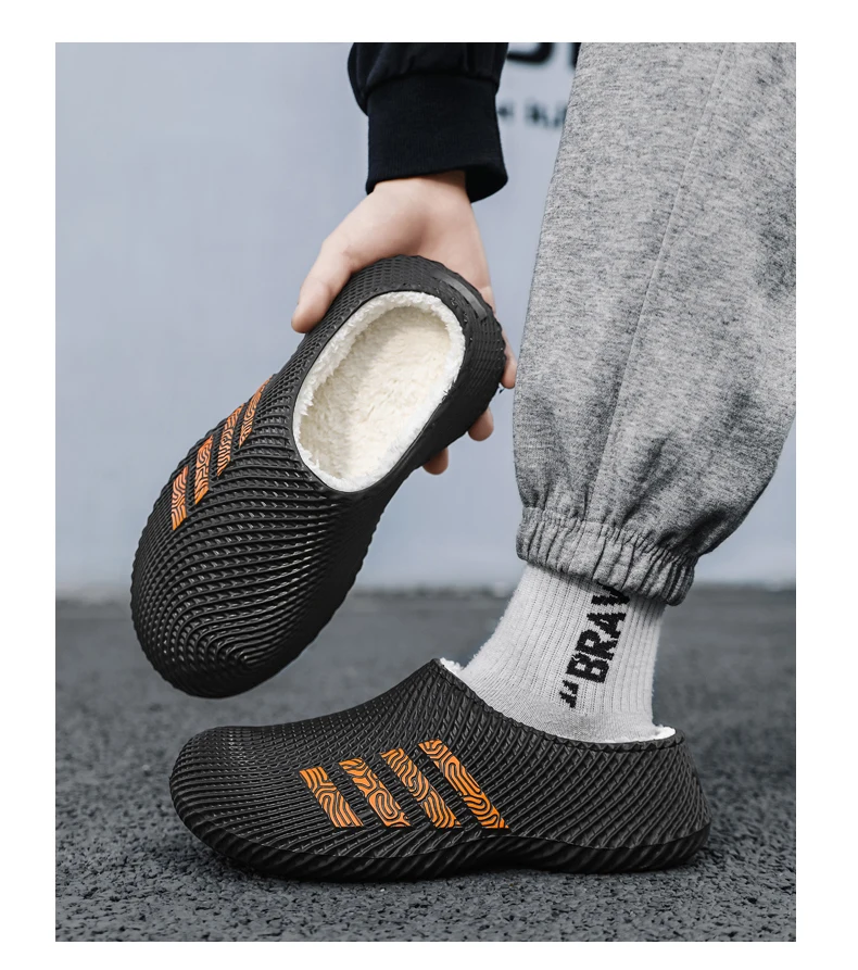 Winter Herren Warme Hausschuhe Indoor Clogs Slides Weiche Sohle Haus-Schuhe Samt Leichte Lässige Flache Schuhe Plüsch für Draußen – Detail 8