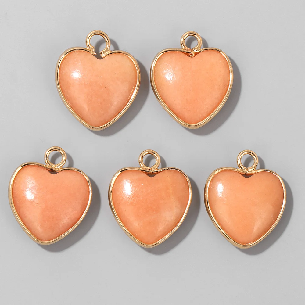 Cute Heart Shape Stone Pendant Natural Gem Charm