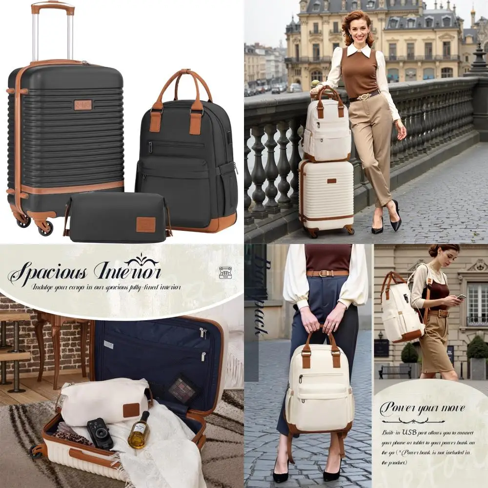 

Набор чемоданов из трех предметов — легкий твердый ручной спиннер с замком TSA, набор дорожных чемоданов черного цвета