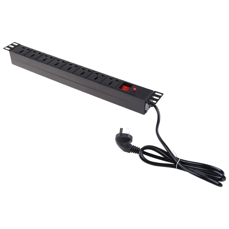 1U PDU Mountable Metal Power Strip 250V 10A Surge Protector with 8 Outlet for Workbench, Nightstand, Dresser, Table