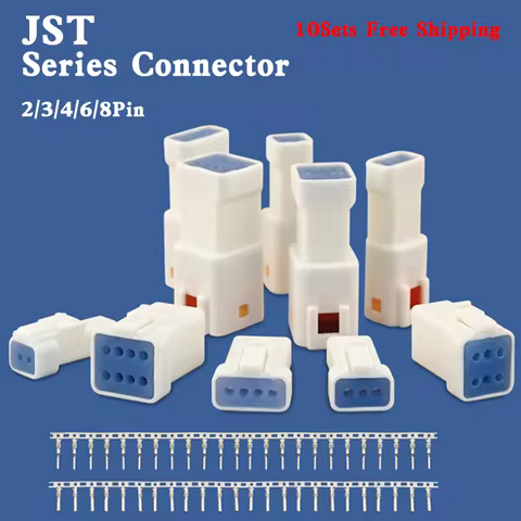 10 sets JST JWPF type Automotive Waterproof Cable Connector 2 3 4 6 8 pin Male Female Butt Plug 02T-JWPF-VSLE-S 03R-JWPF-VSLE-S
