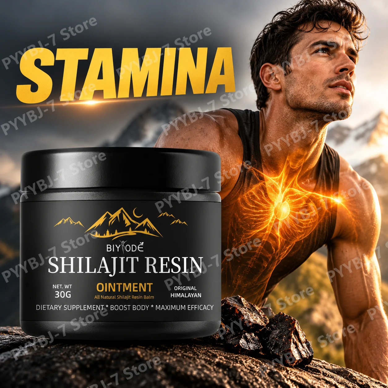 Shilajit Resin Boost Stamina & Endurance, Fight Fatigue, 600mg Organic Shilajit for Men’s Energy Cognitive Focus Vegan 30g Jar