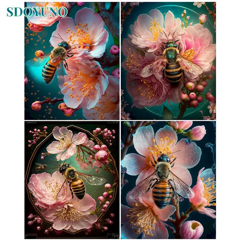 

SDOYUNO 60x75cm DIY Paint By Numbers Handmade Paintings On Number bee on flowerDiy Craft Picture By Numbers For Home Decors