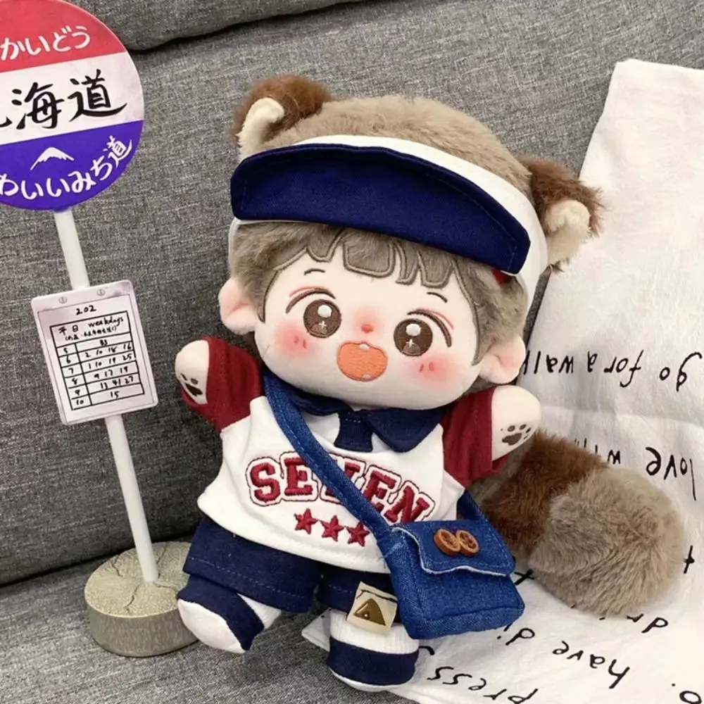 Hoodie Cotton Doll Clothes Baseball Hat Set Overalls Plush Toy Clothes Dress Up Sportswear Plush Dolls Clothes Kids Girls Toys