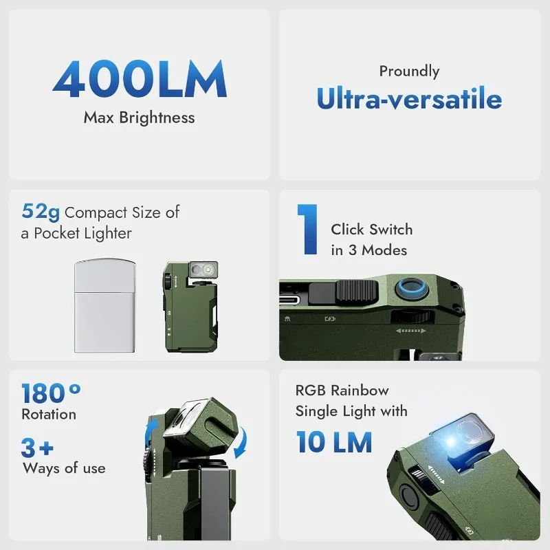 مصباح يدوي EDC قابل لإعادة الشحن G5 EDC Light 400 لومن مصباح يدوي صغير محمول مغناطيسي