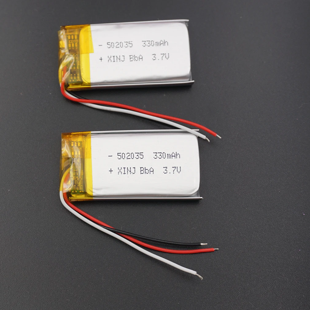 

2pcs 3.7V 330mAh 1.22Wh Thermistor NTC 3 Wires Li-Polymer Li Lipo Replacement Battery 502035 For GPS MP4 Car Camera DashCam LDE