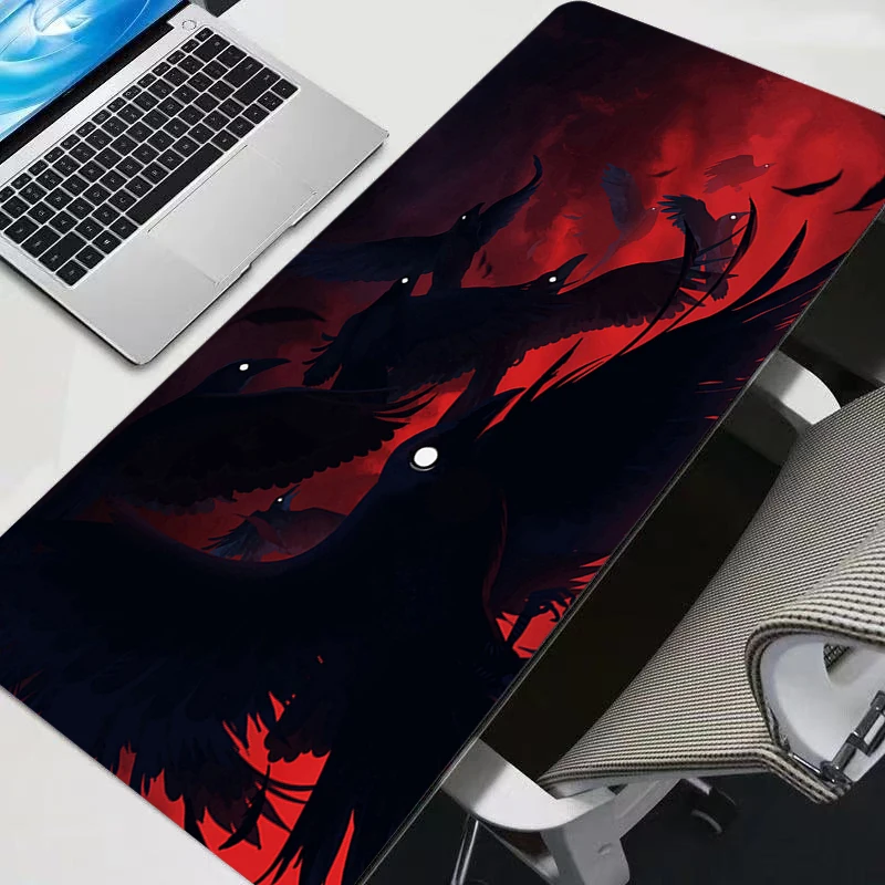 Black Crow Anime Mouse Pad Laptop Cool Red Gamer Cabinet Keyboard Rug Large White Gaming Mousepad Computer Cloud Desk Mat Carpet