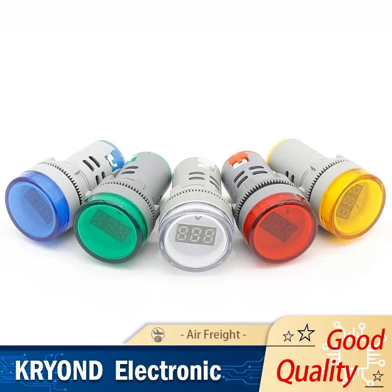 1pcs LED Voltmeter Voltage Meter Indicator Pilot Light AC 60 - 500 V Red Yellow Green White Blue