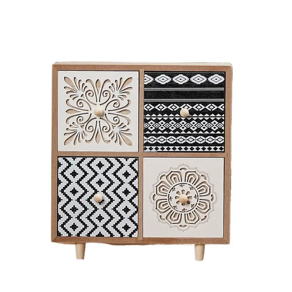 CX geometric cutout pattern four-grid storage cabinet black and white art style storage cabinet