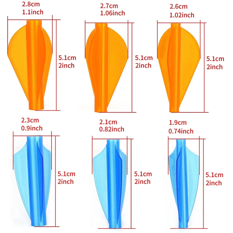 ขนนกธนู 6/12 ชิ้น ขนาด 1.75 นิ้ว วัสดุ TPU สำหรับก้านคาร์บอน ไม้ ไฟเบอร์กลาส ขนาด ID4.0/6.0/7.6 มม. ทนทาน เหมาะสำหรับฝึกซ้อมยิงธนู