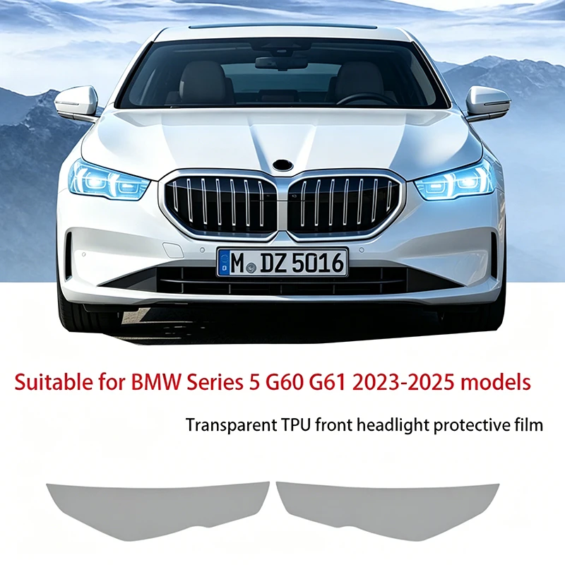 

Fit For BMW 5 Series G60 G61 2023-2025 Transparent Smoked Black TPU Headlight Film UV Resistant Pre Cut Full Coverage Protective