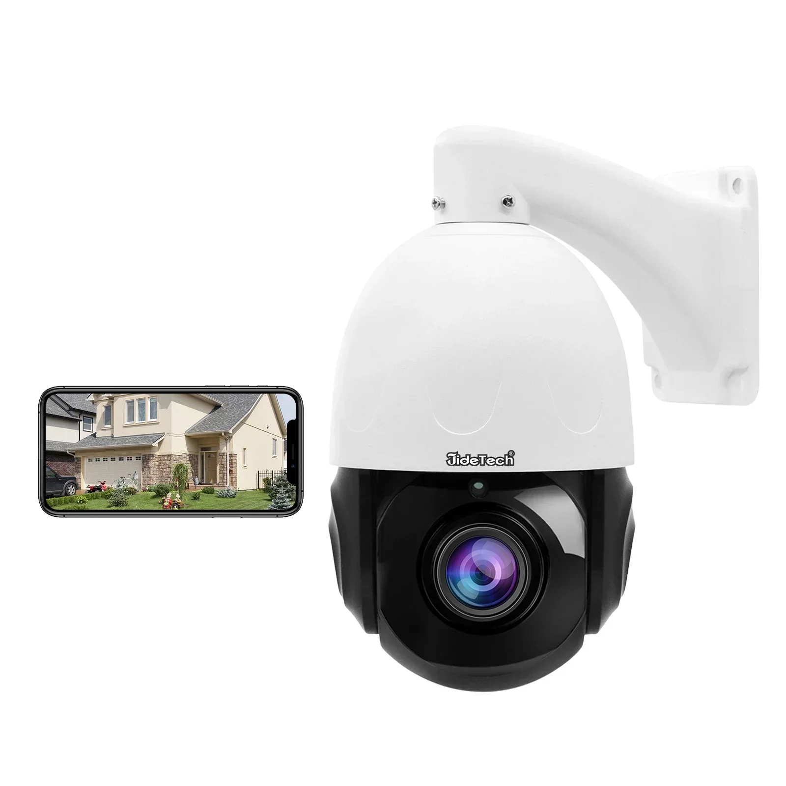 JideTech 5MP PoE Network Camera 20X Optical Zoom IP Security CCTV Indoor Outdoor Use Waterproof (IP66) Featuring Night Vision