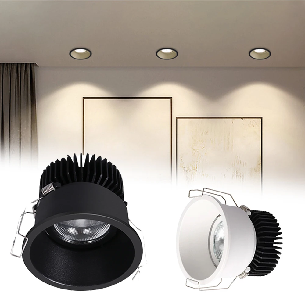 

Dimmable Recessed Anti Glare COB LED Downlights 7W/12W/15W LED Ceiling Spot Lights AC85~265V Background Lamps Indoor Lighting