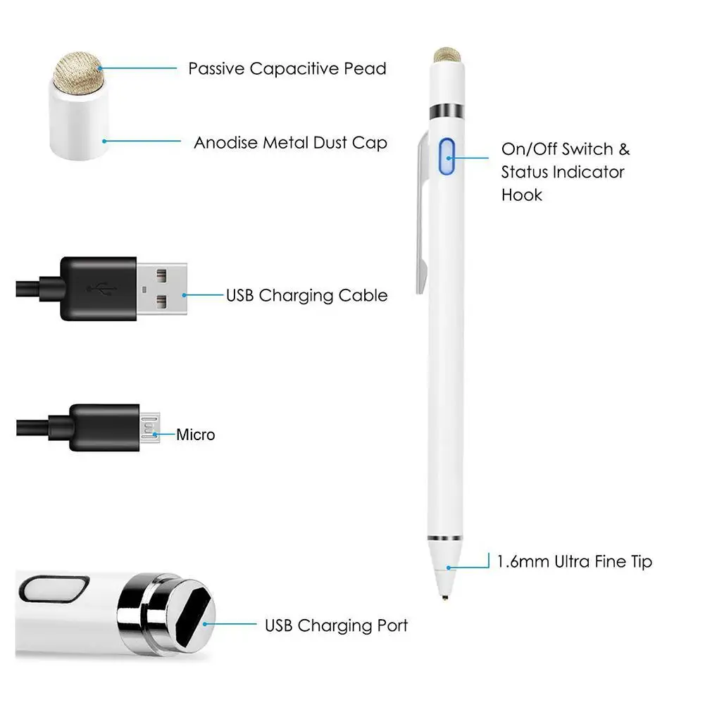 Universal Stylus Pen 2 in 1 For IOS Android apple pencil iPad Air Pro Pen Touch Pen Suitable for Huawei Xiaomi iPhone with Clip