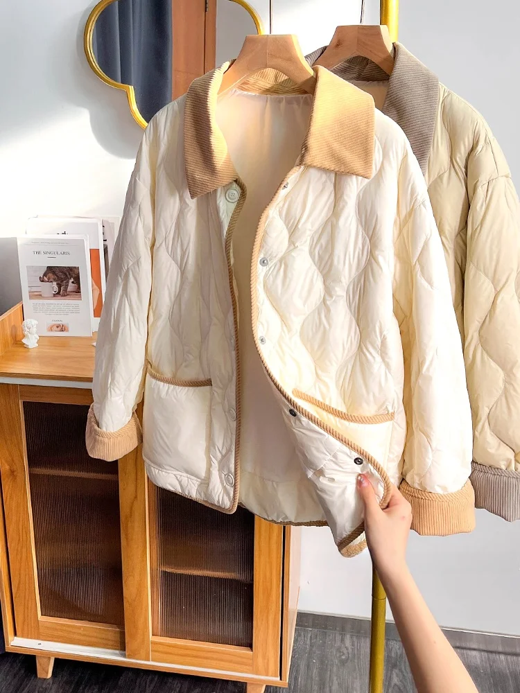 

Faionable ort Стеганое хлопковое тюре женское зимнее пальто с ромбовидным узором и мягким воротником цвета Blo Design Commute Sle